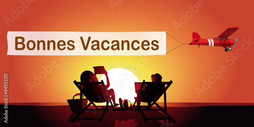 Vacances message Couple-couche de soleil