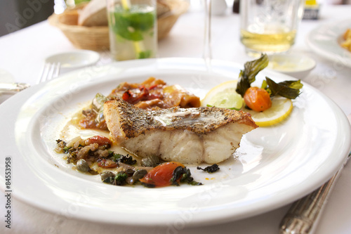 seabass steak cooked in french style