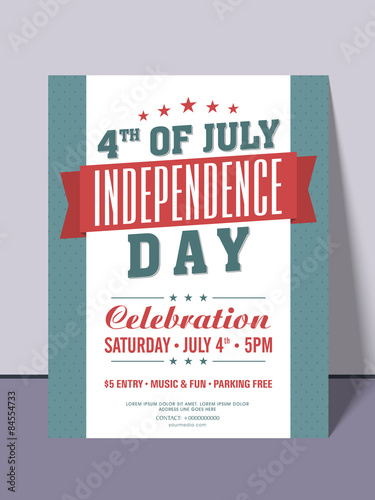 American Independence Day invitation card.