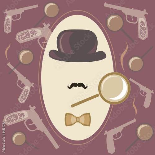 Detective, investigator, vector background