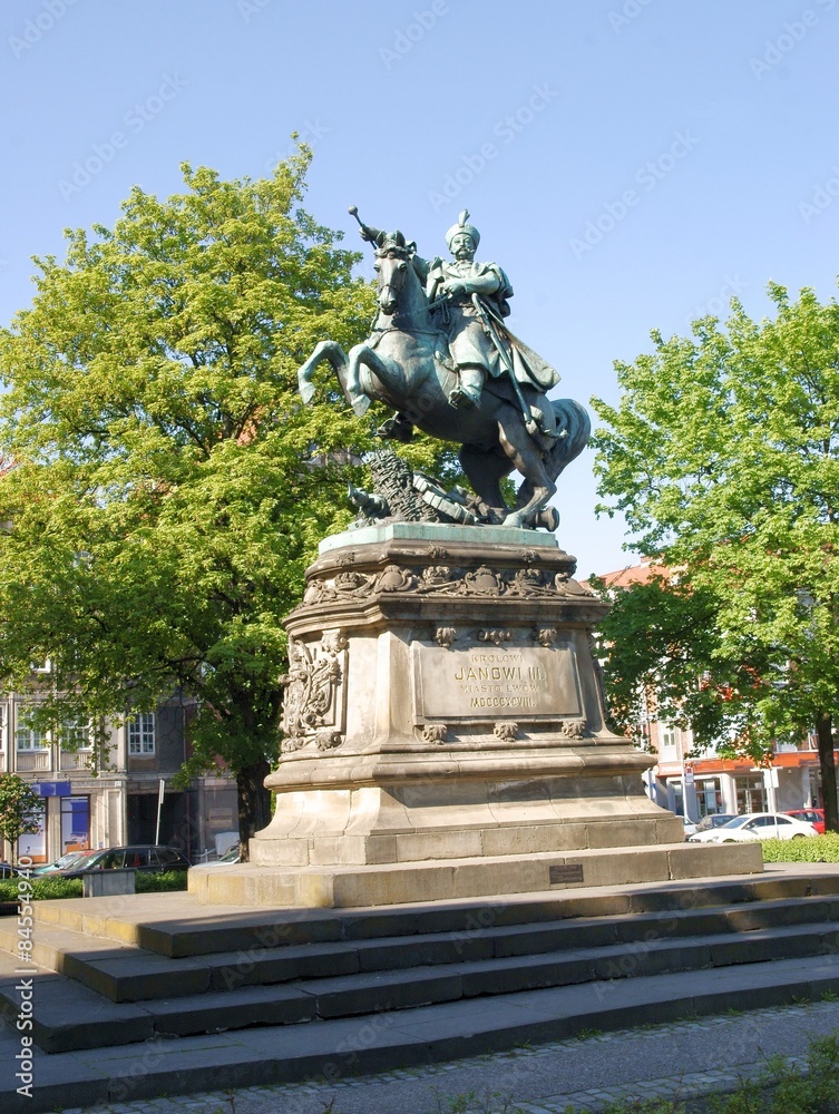 Monument for Polish King John Sobieski the tree in center of  Gdansk