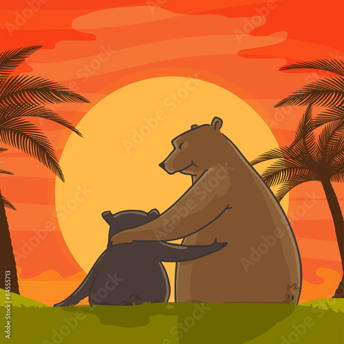 Cute bear with cub for Father's Day celebration.