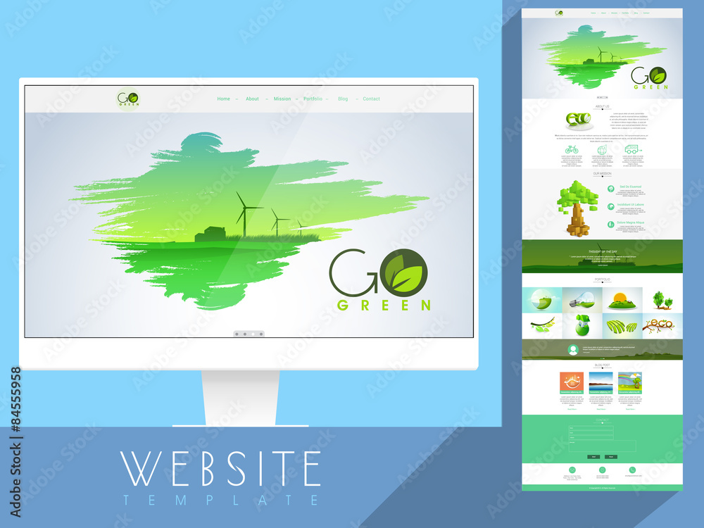 Website template design for ecology concept.