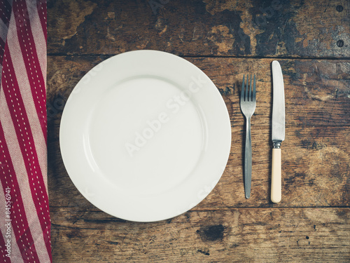 Plate with knife and fork