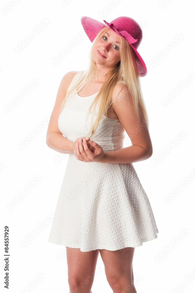 Mädchen mit Hut im Sommerkleid Mädchen mit Hut im Sommerkleid