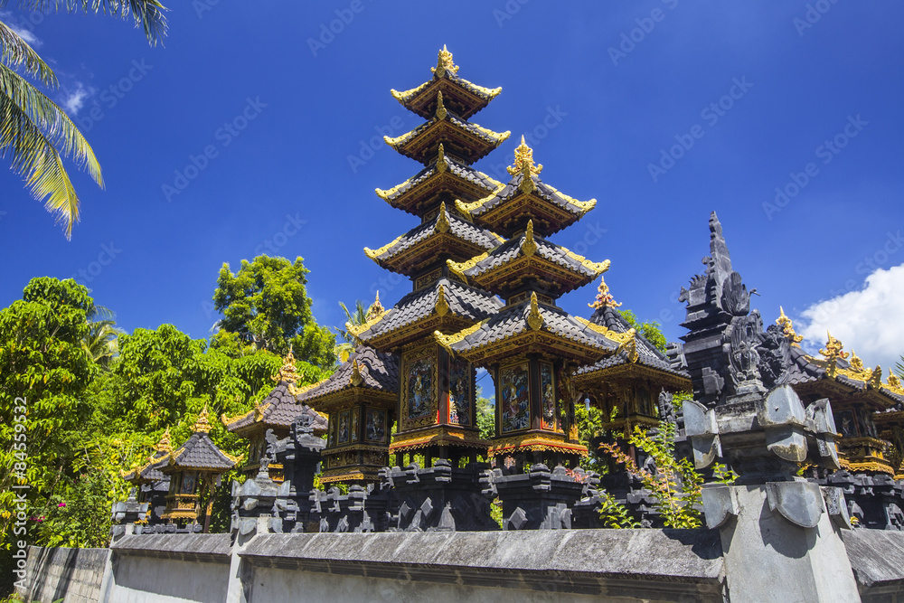 Typical houses of good spirits,  Nusa Penida, Indonesia