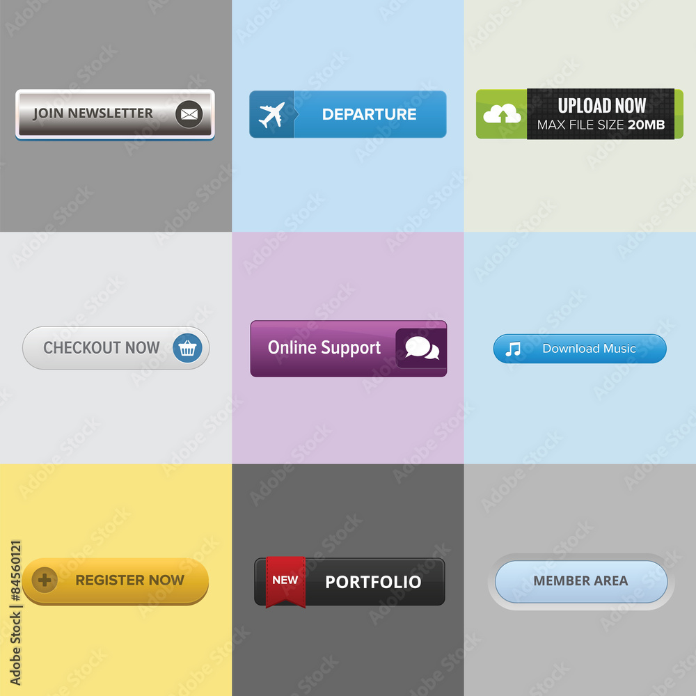 Web Button Collection with different style and variation Web Button Collection with different style and variation
