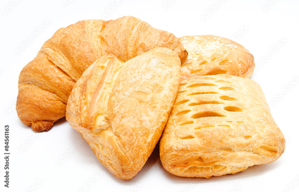 Assortment of fresh puff pastry isolated