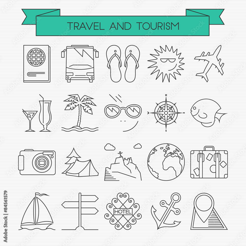 Travel and tourism line icons set Travel and tourism line icons set