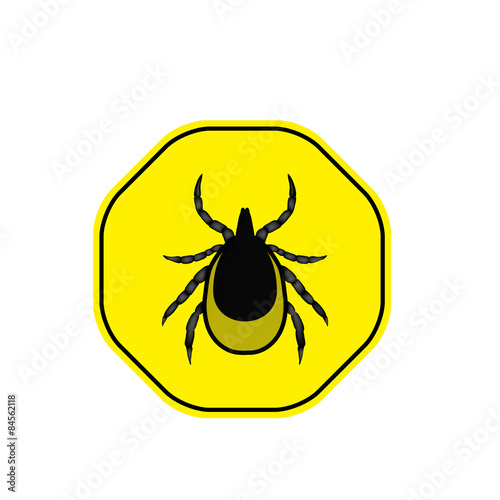 vector image of a tick in a yellow circle - tick stop sign