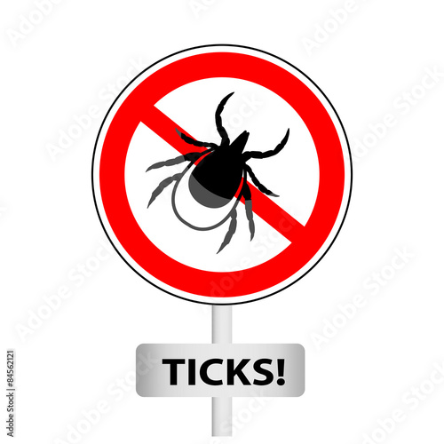 vector image of a tick in a red crossed-out circle - ticks stop