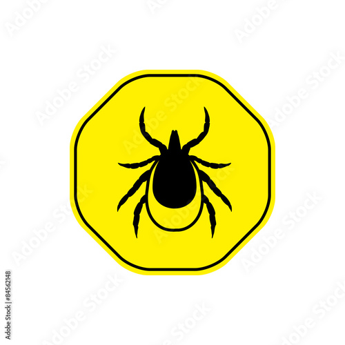 vector image of a tick in a yellow circle - tick stop sign