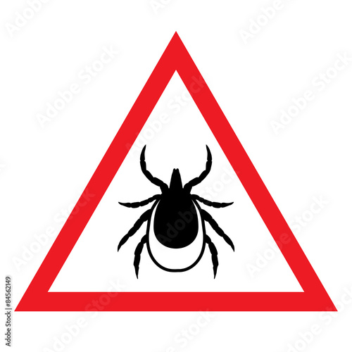 vector image of a tick in a red triangle - tick stop sign