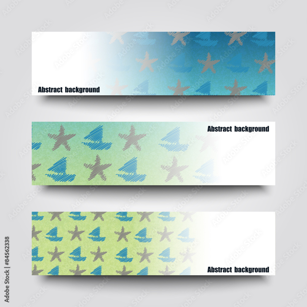 Set of banner templates with summer background.