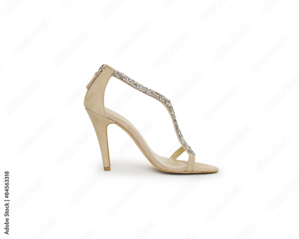 Biege high heel shoes isolated on white Biege high heel shoes isolated on white