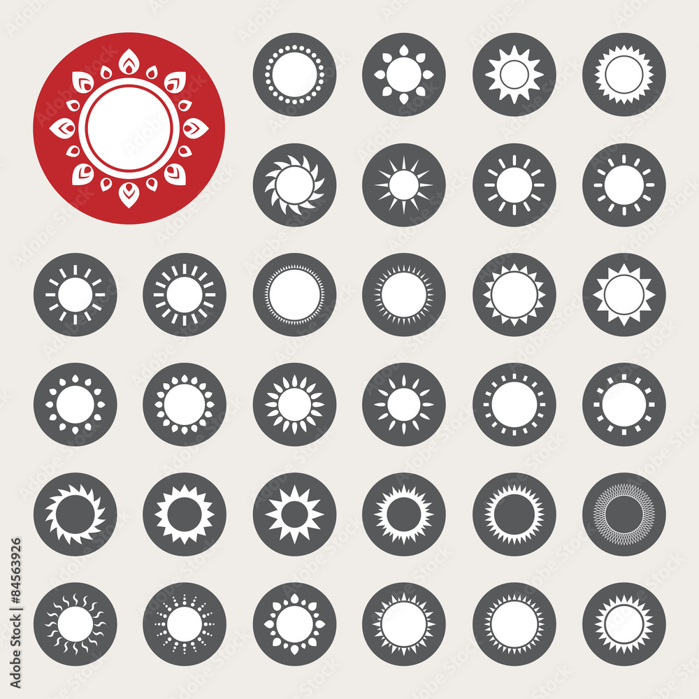 Sun icons set. Sun icons set.