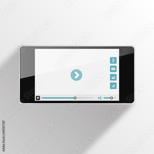 Smart Phone Video Player with long shadow 