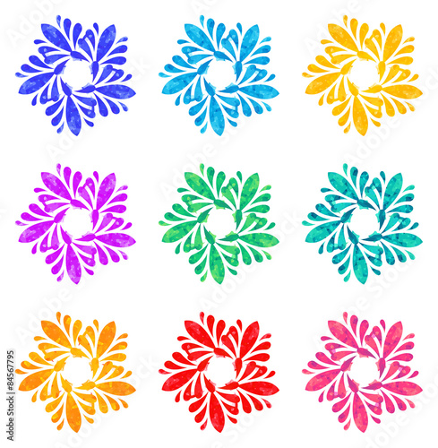 Watercolour pattern - Set of nine abstract flowers © Maria Schmitt