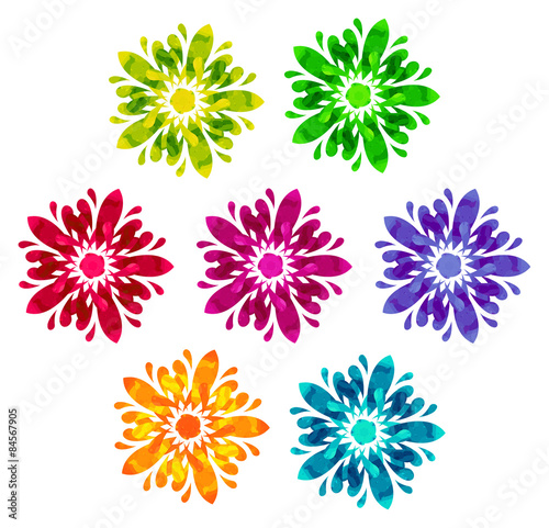Watercolour pattern - Set of 7 abstract flowers © Maria Schmitt