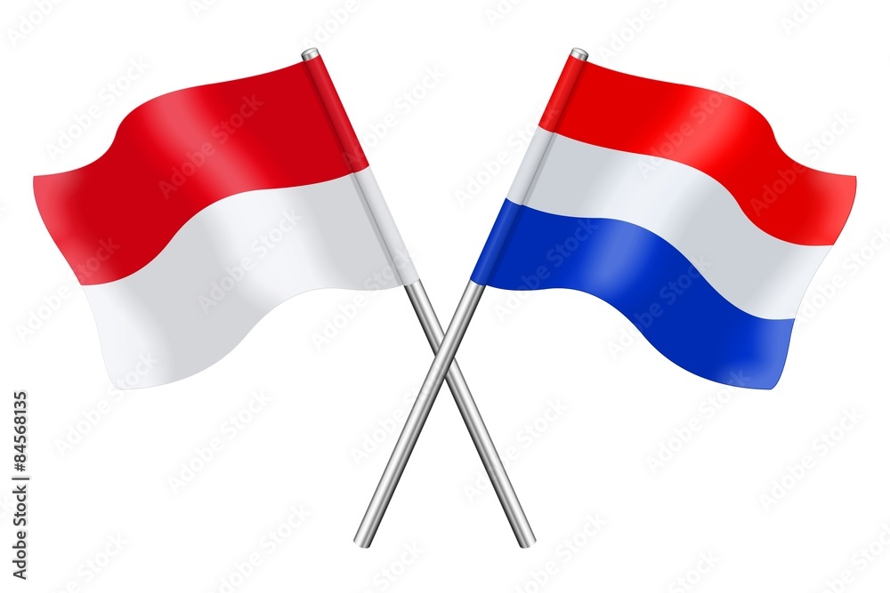 Flags: Monaco, Indonesia and the Netherlands Flags: Monaco, Indonesia and the Netherlands