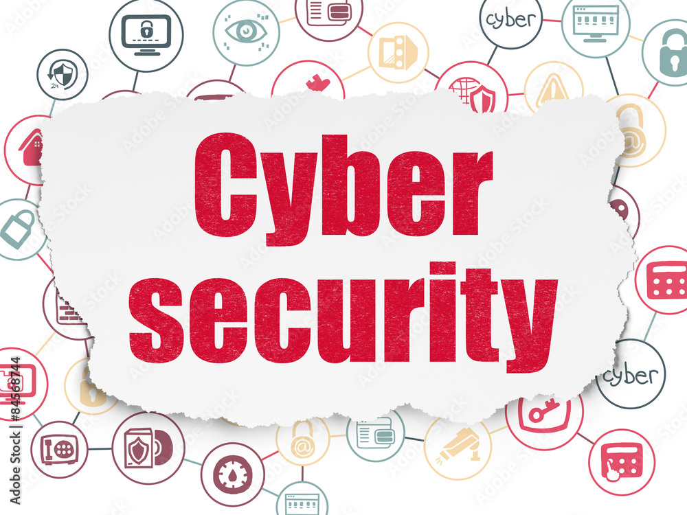 Fototapeta premium Protection concept: Cyber Security on Torn Paper background