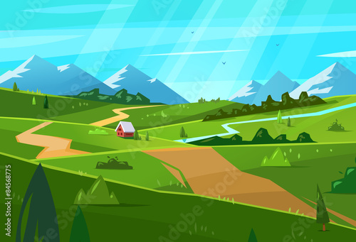 Natural landscape. Vector illustration.