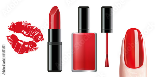 Vernis à ongles, rouge à lèvres, cosmetique