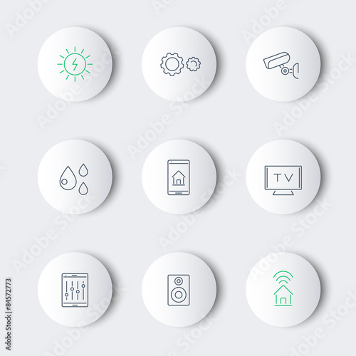 Smart House line round modern icons, vector, eps10