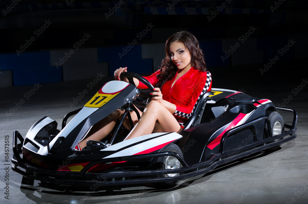 Young woman karting racer