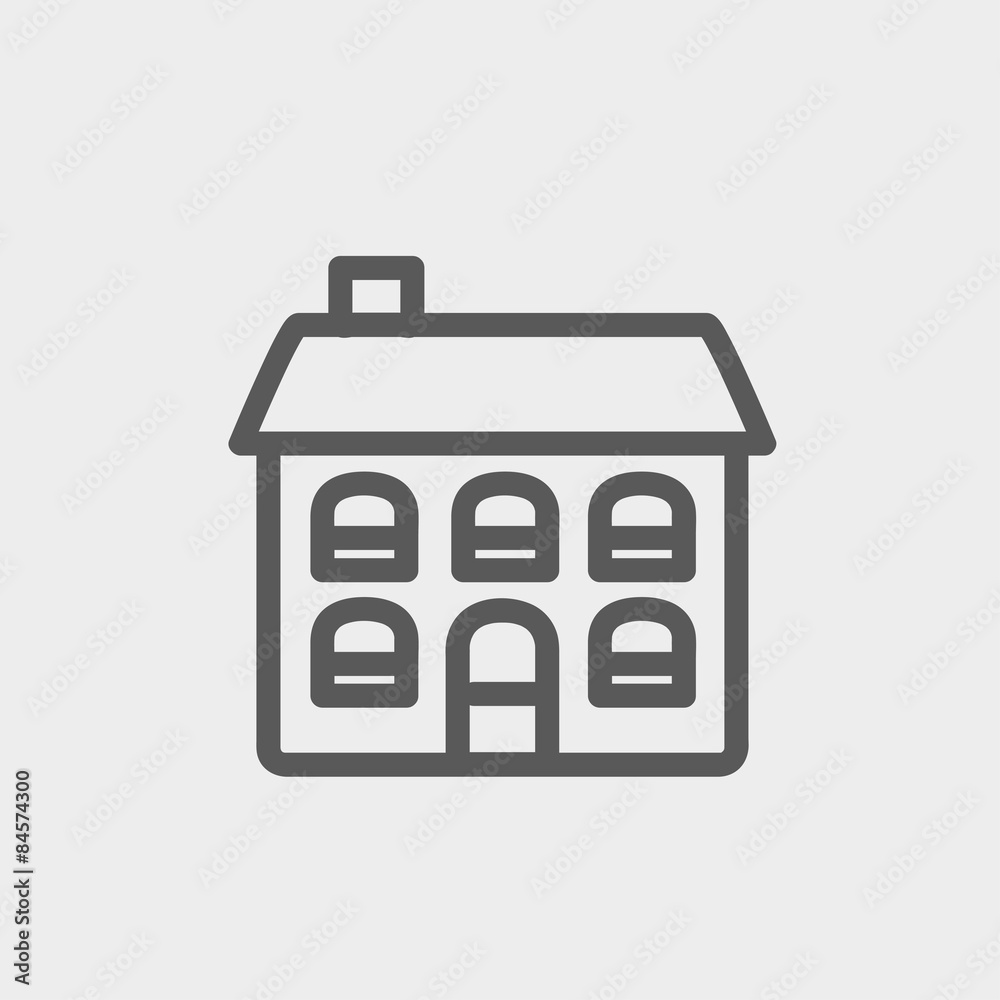 Retro flat house thin line icon Retro flat house thin line icon