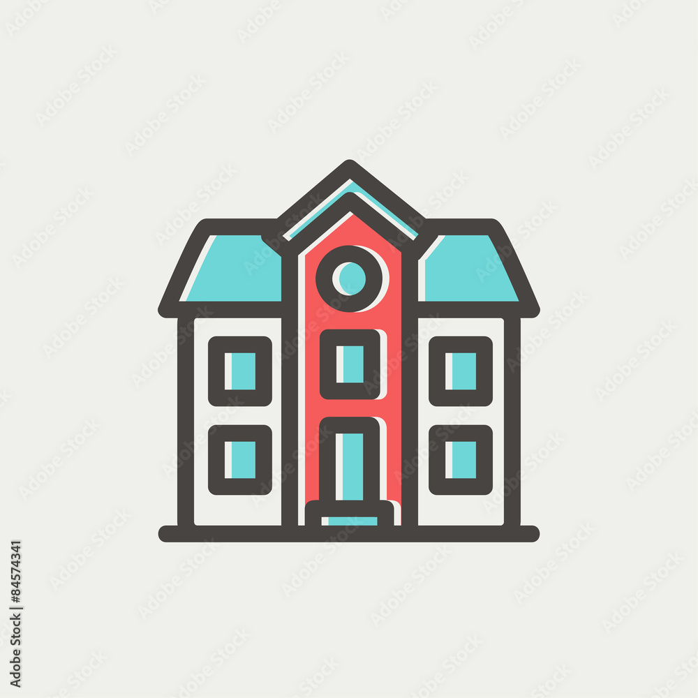 Two storey house building thin line icon Two storey house building thin line icon
