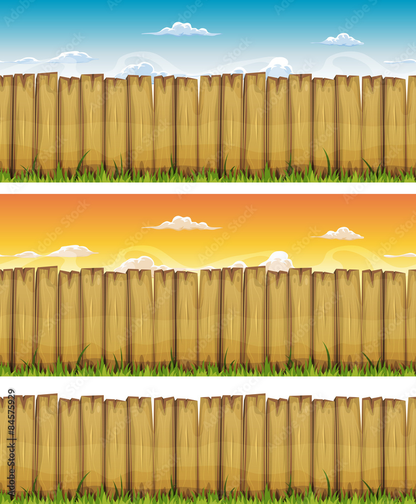 Fototapeta premium Seamless Spring Or Summer Wood Fence