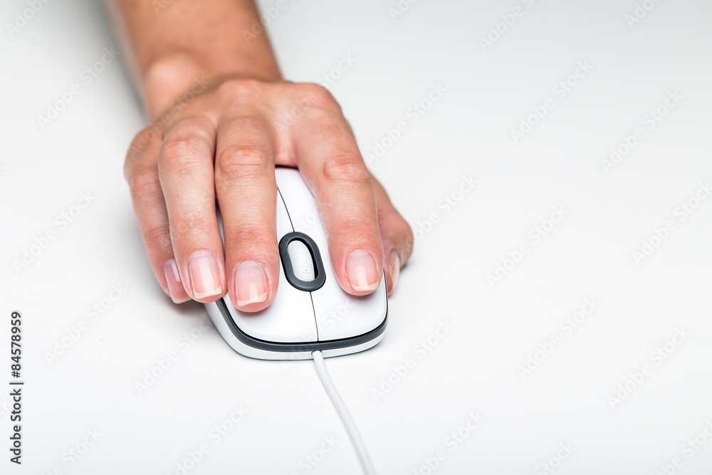 Computer Mouse, Human Hand, Connection. Computer Mouse, Human Hand, Connection.