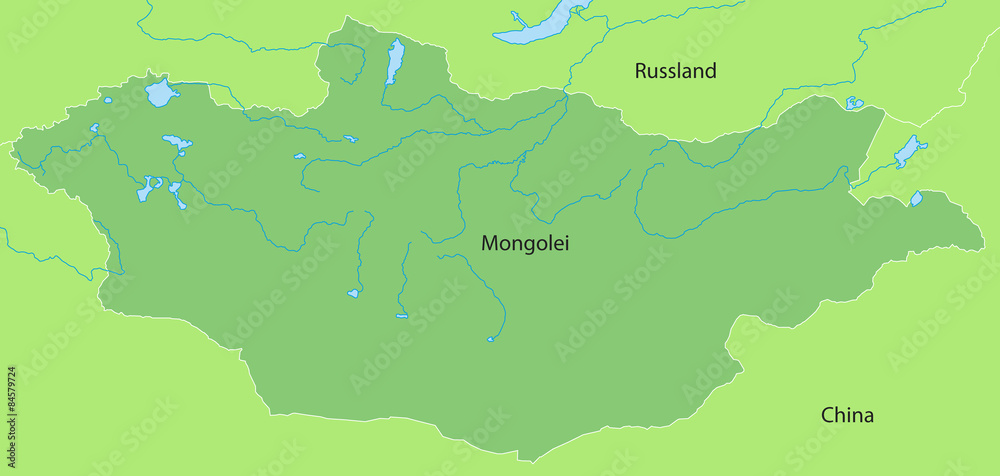 Mongolei - Karte in Grün (mit Beschriftung) Mongolei - Karte in Grün (mit Beschriftung)