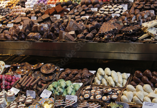 Bombones en el mercado de la Boqueria de Barcelona photo