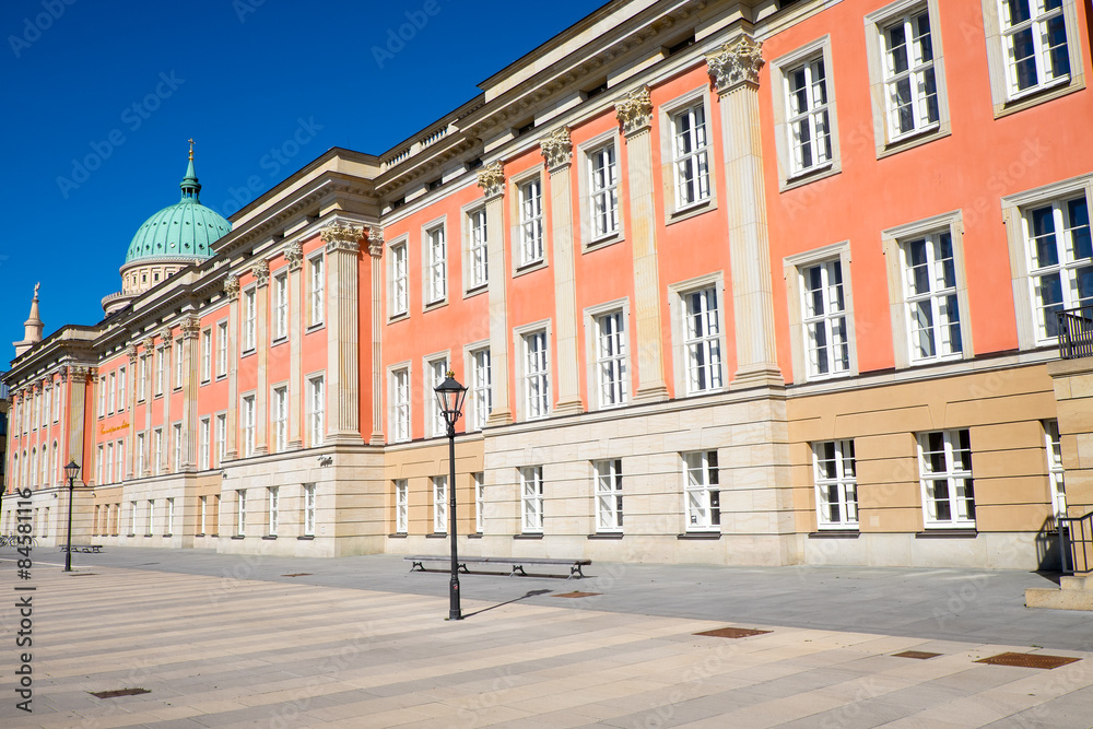 The rebuilt City Palace in Potsdam with the St. Nicolas church in the back The rebuilt City Palace in Potsdam with the St. Nicolas church in the back