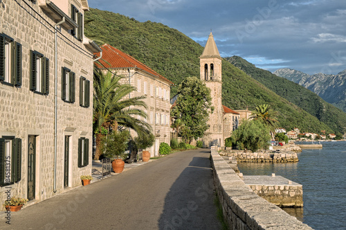 Kotor Bay Along Stoliv Village, Montenegro (hdr)