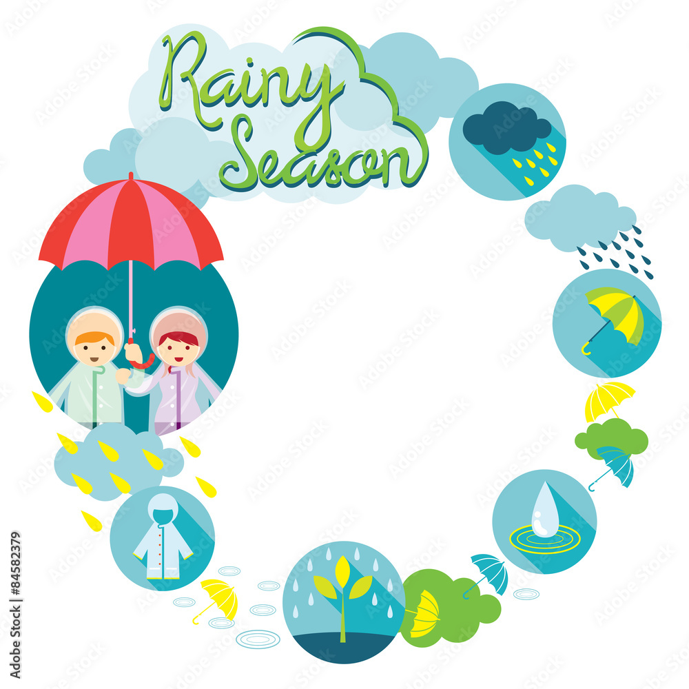 Boy and Girl Rainy Season Frame