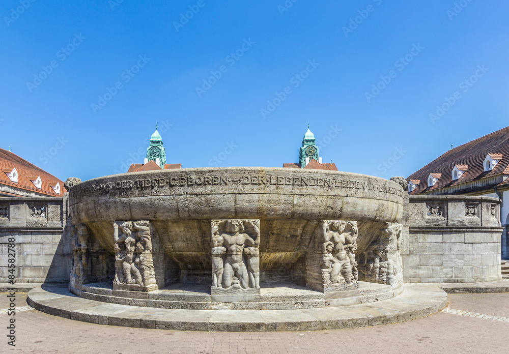 famous art nouveau fountain at sprudelhof in Bad Nauheim