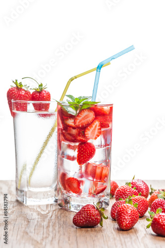two glasses of strawberry cocktail