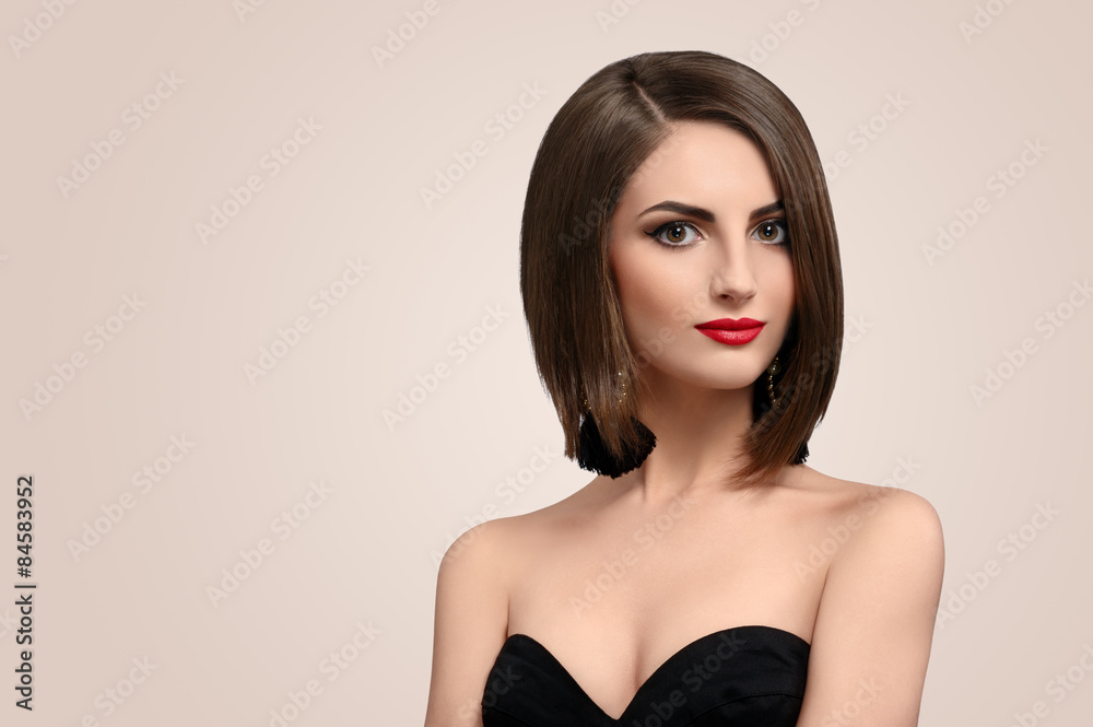 woman with beautiful hair bob woman with beautiful hair bob