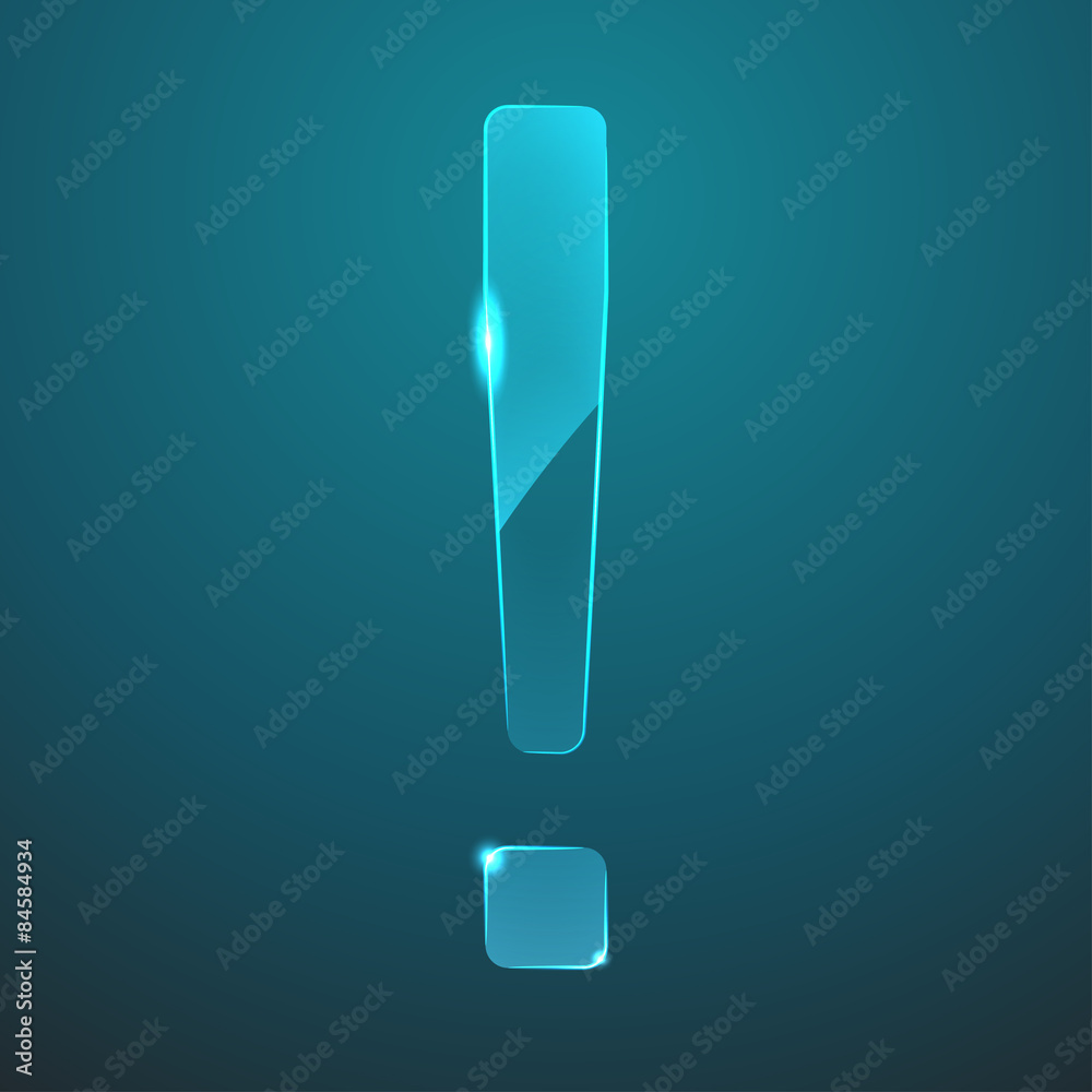 Vector glass exclamation mark icon Vector glass exclamation mark icon