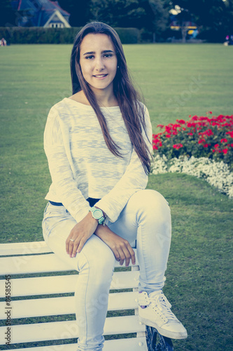 Photography Beautiful teen on a bench