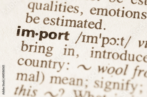 Dictionary definition of word import