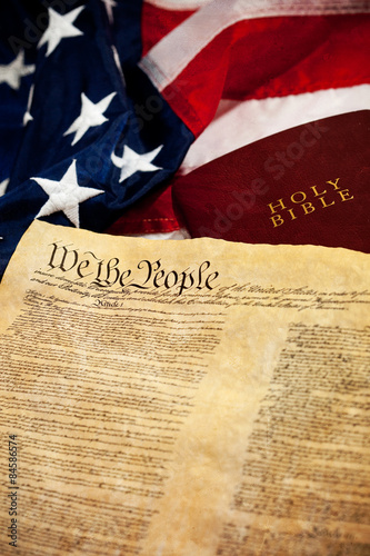 Photography Constitution: US Constitution, Flag and Bible