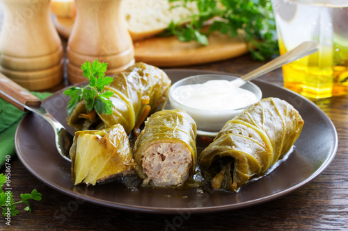 Stuffed cabbage with meat and rice.