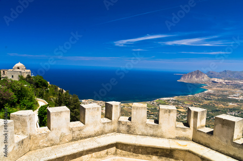Schilderij op canvas Viewpoint from Venus castle to Monte Cofano, at Erice, Sicily