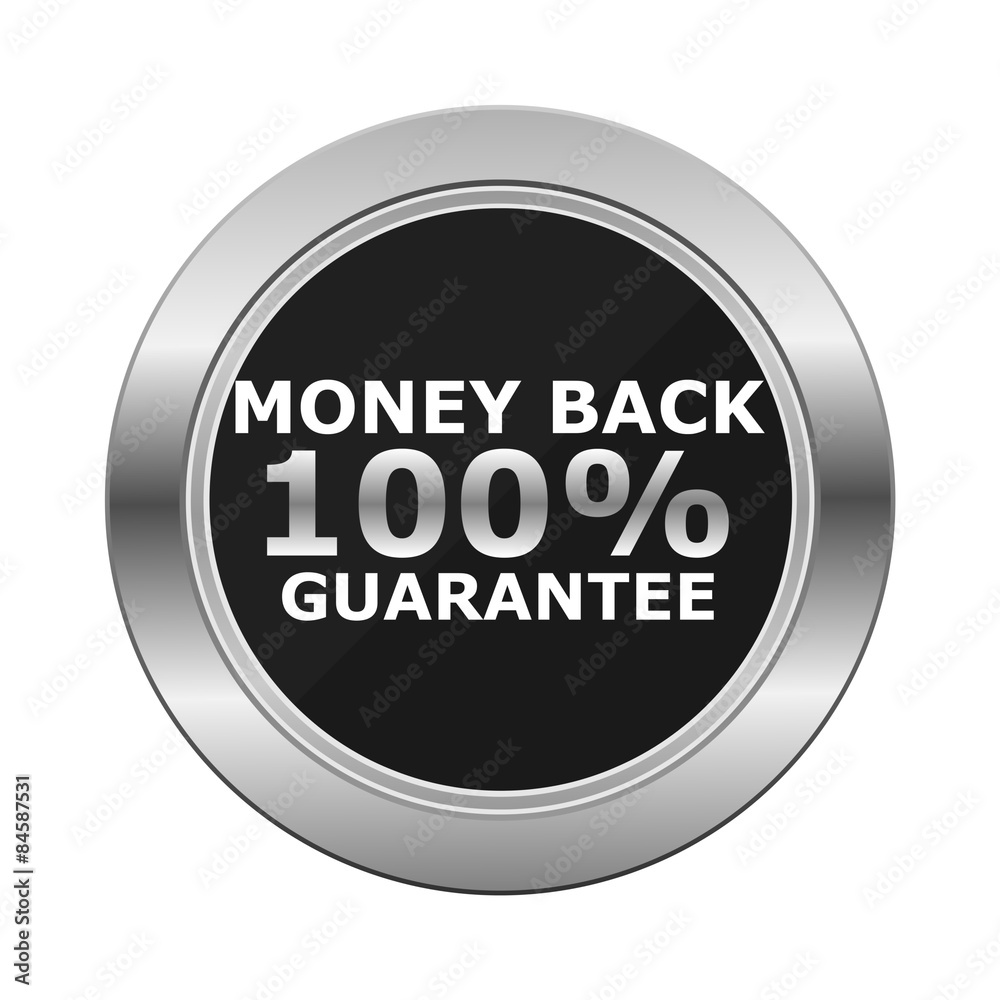 Money Back 100% Guarantee Silver Button Money Back 100% Guarantee Silver Button
