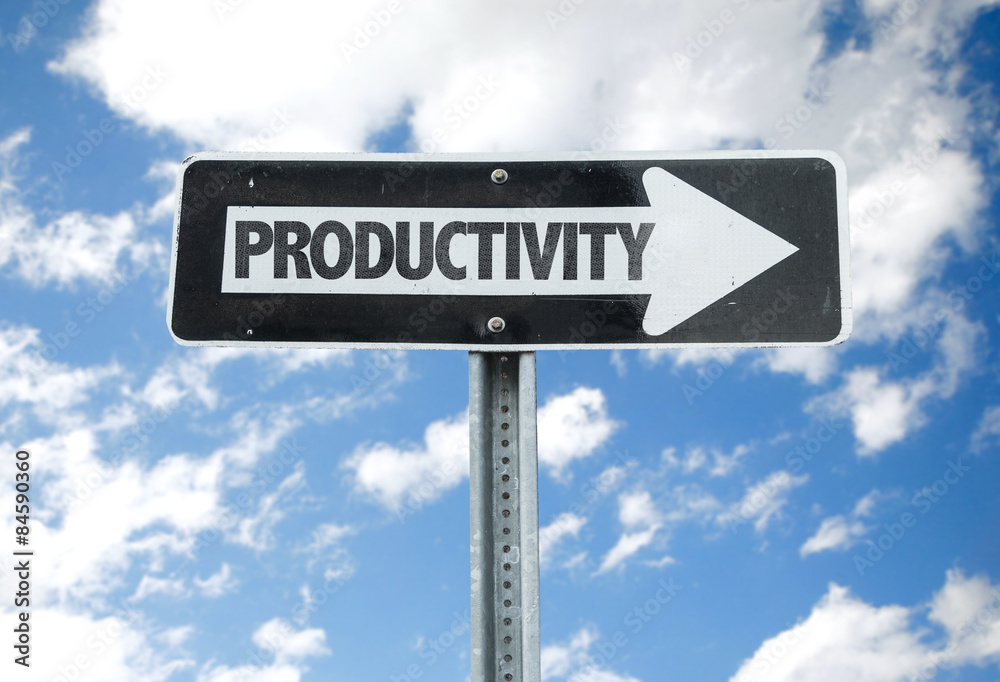 Productivity direction sign with sky background Productivity direction sign with sky background