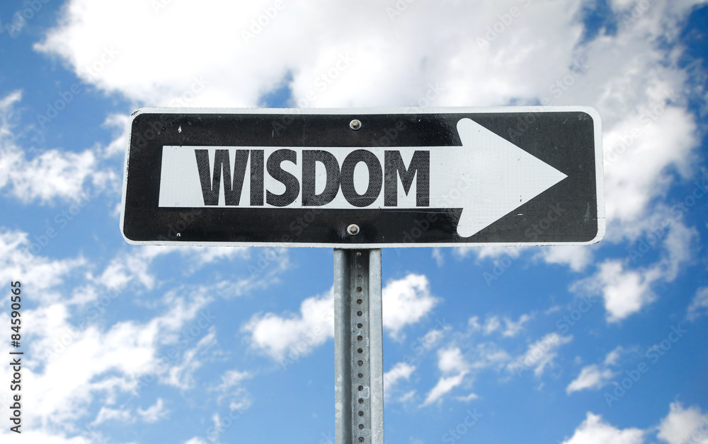 Wisdom direction sign with sky background Wisdom direction sign with sky background